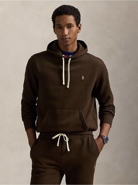 Polo Ralph Lauren Brown Cotton Blend Fleece Hoodie  Pullover Sweatshirt (S,M)